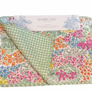 Shabby Chic Set Of 4 Placemats  Floral Spring Colorful New Reversible